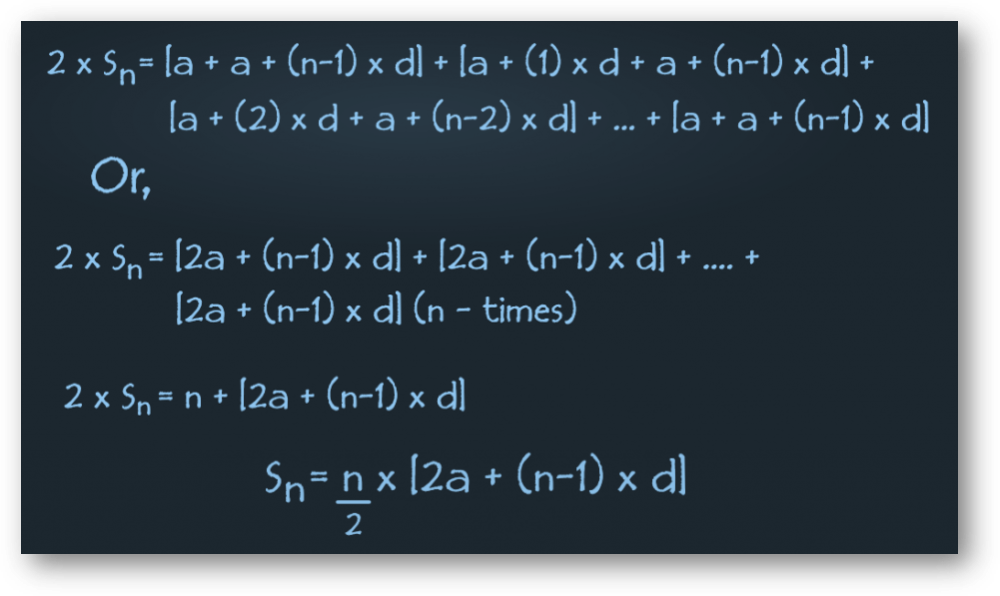 Derivation of Sum of n terms in Arithmetic Sequence Formula
