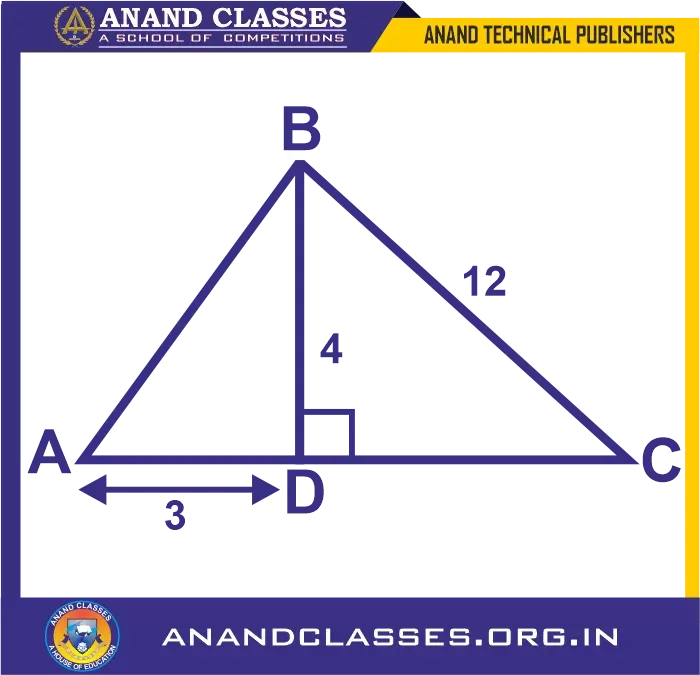 Evaluate the values of: (i) cos A  (ii) cosec A (iii) tan2A – sec2A  (iv) sin C (v) sec C  (vi) cot2 C – 1/sin2 C from the following diagram