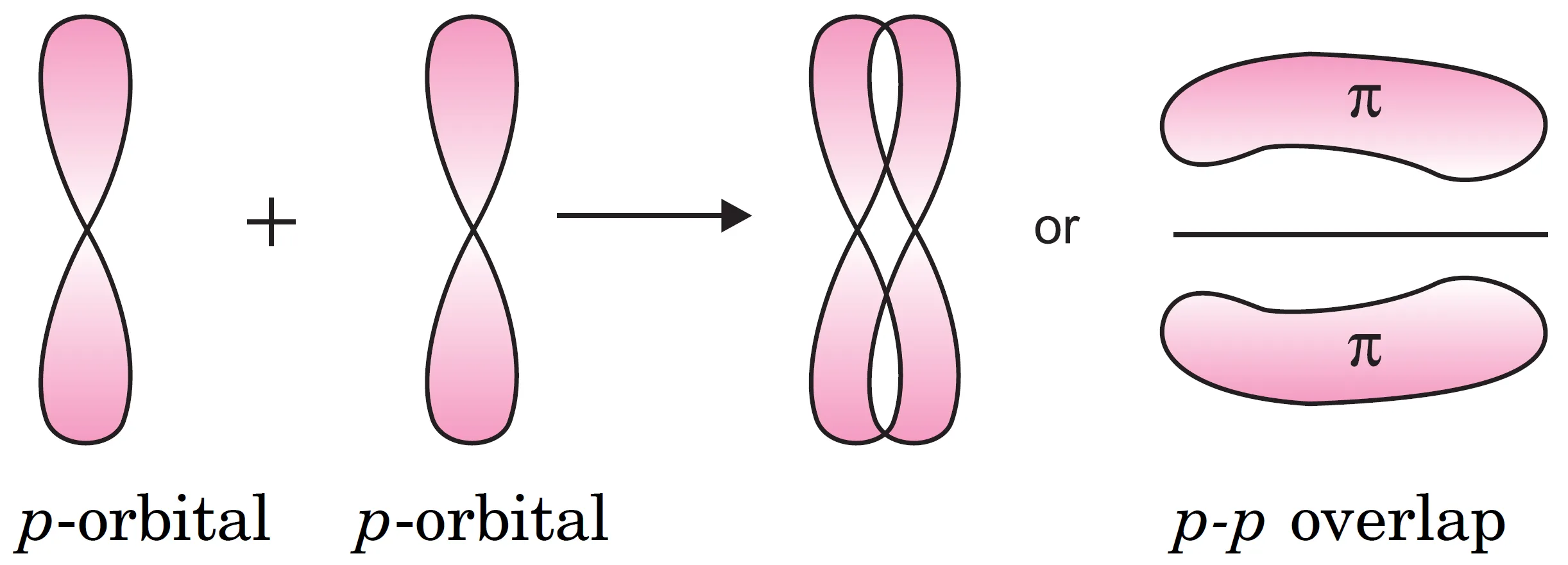 Two half-filled p-orbitals sidewise overlap perpendicular the internuclear axis