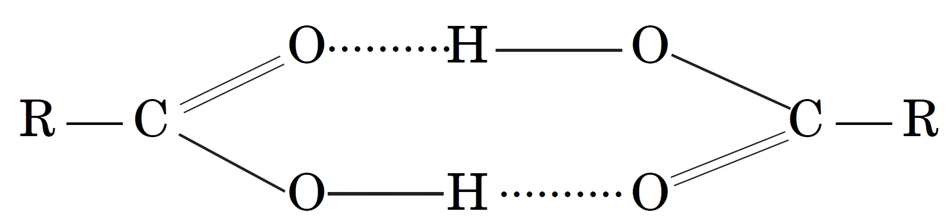 Carboxylic acids (RCOOH) form dimers even due to hydrogen bonding