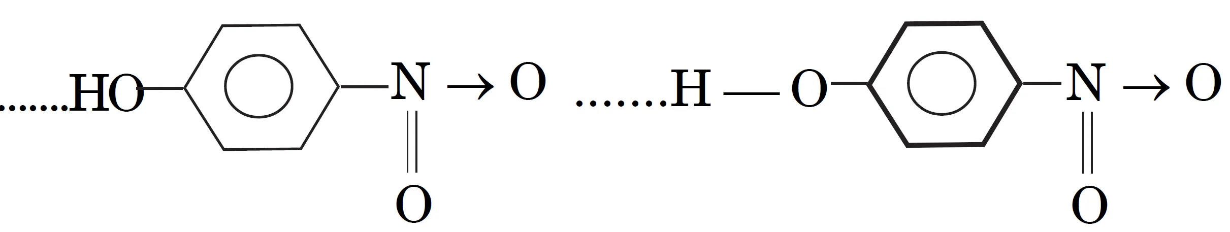 p-Nitrophenol form Intermolecular hydrogen bonding (between molecules). Exists as associated molecules.
