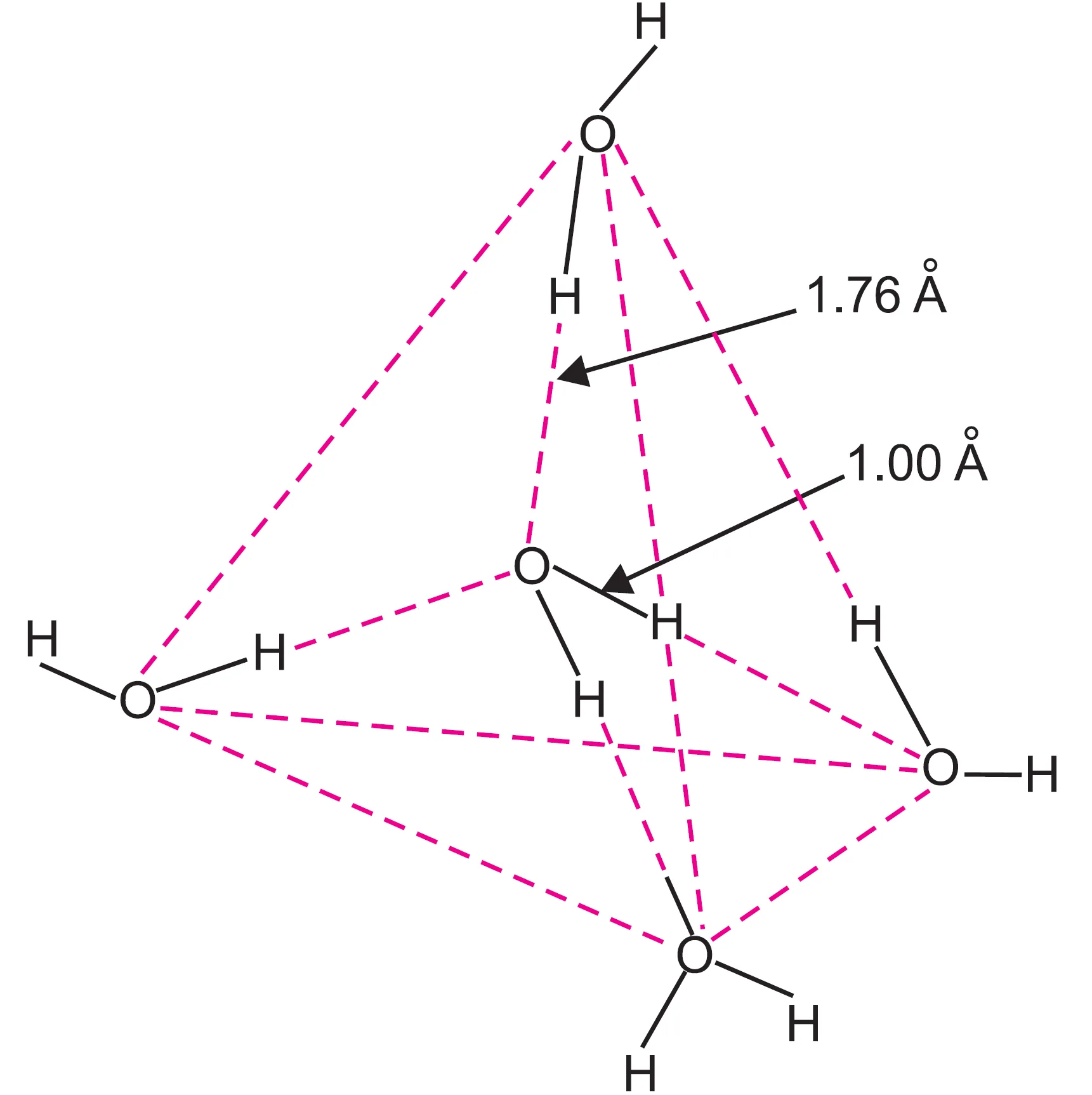 Extensive 3D network of hydrogen bonding in the liquid state in water molecule